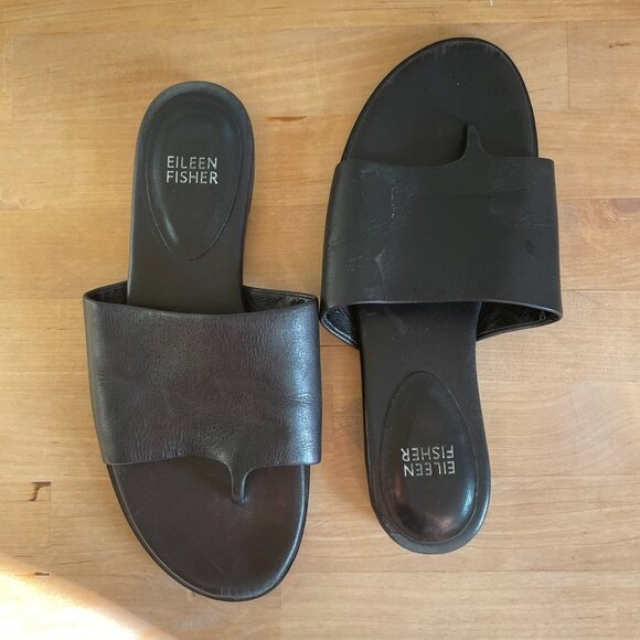 Eileen Fisher Black Leather Sandals